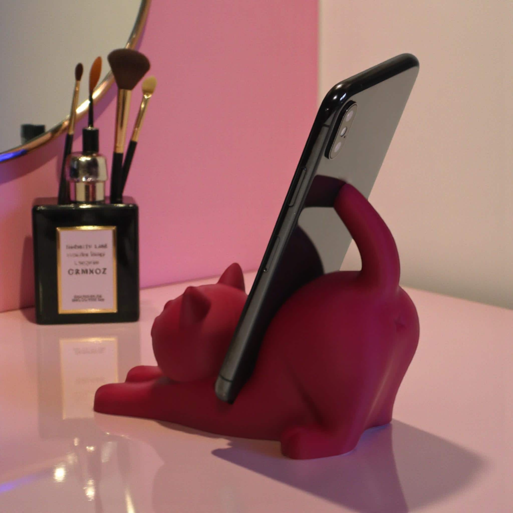 This cute cat phone stand holder is perfect for keeping your smartphone upright on your desk while adding a fun decoration for cat lovers.