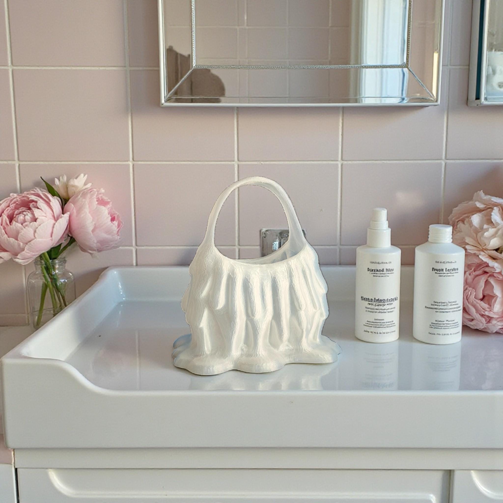 Drip Bag Makeup Brush Holder | Cute Vanity Brush Organizer | Cosmetic Brush Holder | Aesthetic Desk Organizer | Makeup Storage Cup | Beauty Lover Gift