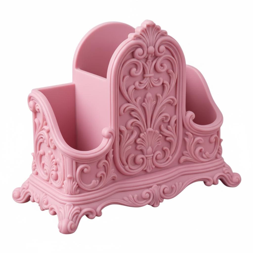 Pink Desk Organizer for Pens & Brushes, Makeup Brush Organiser, Cute Vanity Storage, Girly Office Desk Decor, Coquette Desktop Organizer