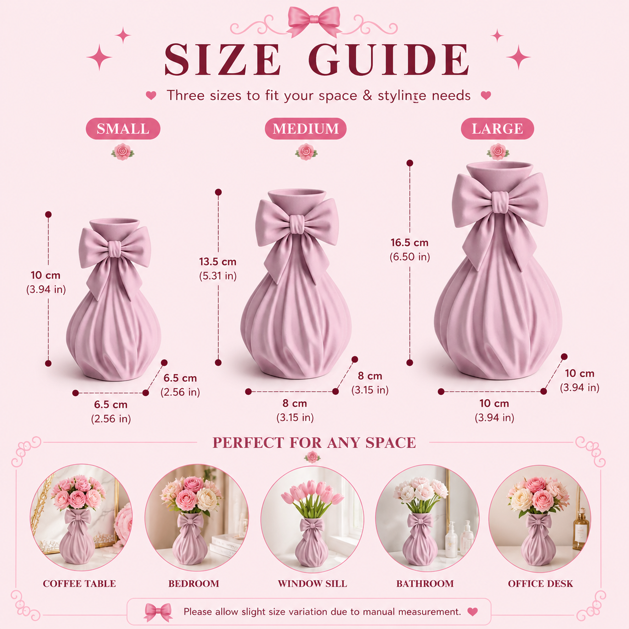 Pink bow vase with flowers on a feminine vanity setup with pink accents
Cute girly pink vase with bow design displayed with roses
Coquette aesthetic pink flower vase for desk or room decor
Feminine home decor pink vase styled on a vanity table
Pink decorative vase with bow detail for flowers and gifts