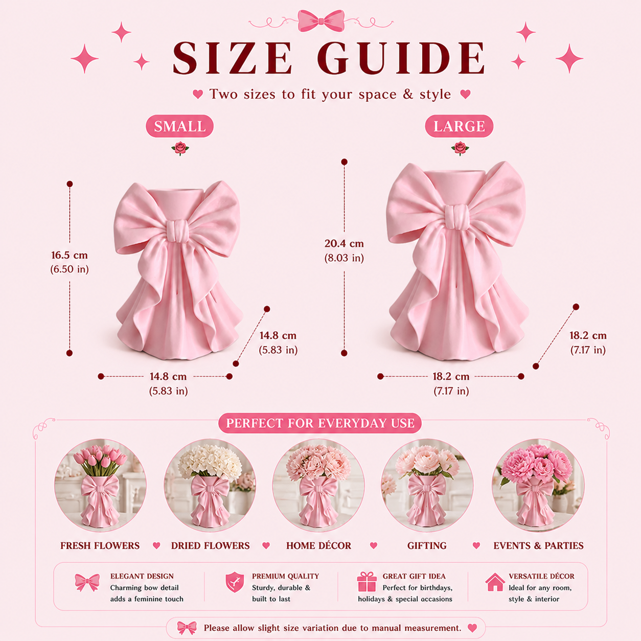 Coquette bow vase with pleated fabric-style design in soft pink on a vanity table
Romantic bow flower vase styled with roses and feminine home decor
Sculptural bow vase with matte finish for bridal and coquette interiors
Feminine decorative vase with gift-inspired silhouette and elegant bow
 Soft aesthetic flower vase designed for romantic and luxury spaces