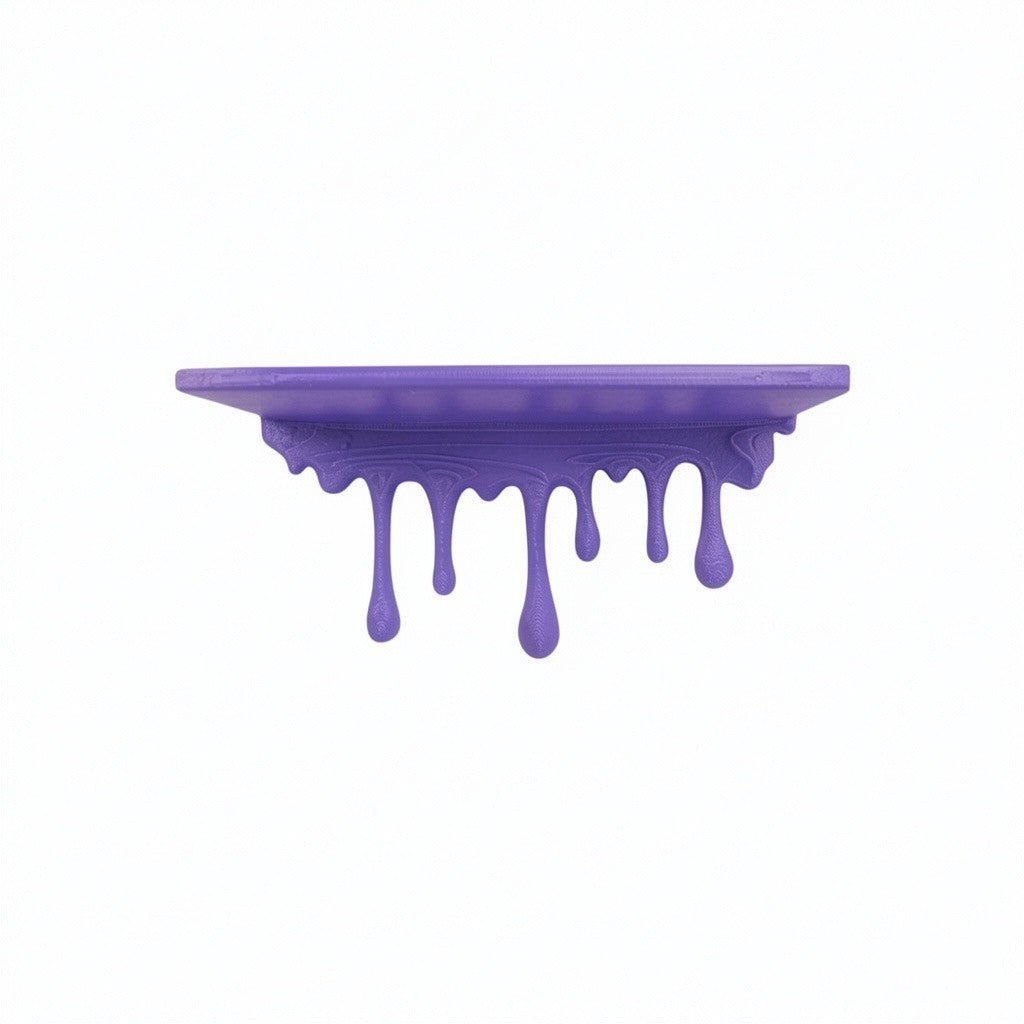 Modern dripping wall shelf with a unique flowing design, mounted on a white wall, showcasing minimalist decor and providing stylish storage for books, plants, or decorative items.