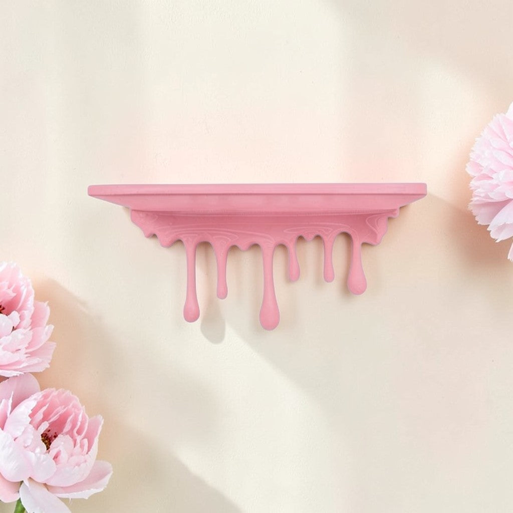 Pink Dripping Wall Shelf Modern Floating Shelf for Home Decor