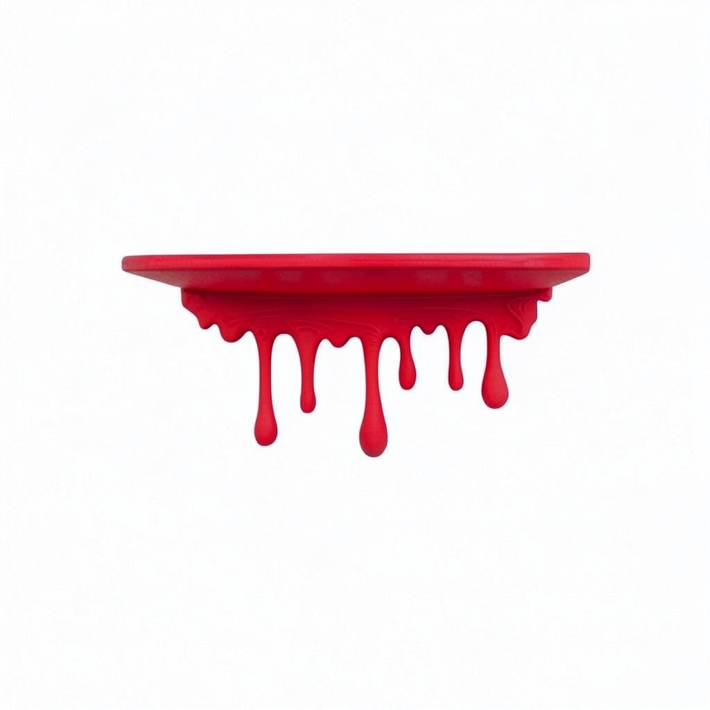 Modern dripping wall shelf with a unique flowing design, mounted on a white wall, showcasing minimalist decor and providing stylish storage for books, plants, or decorative items.