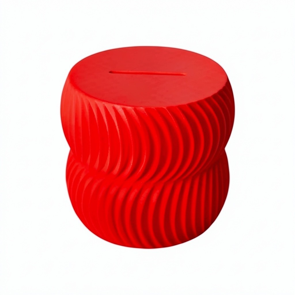 A modern 3D-printed coin bank with a sleek, openable design, available in two sizes. Perfect for storing coins and cash securely while adding a stylish touch to any home or office. Ideal for kids, adults, and as a unique gift for savers.