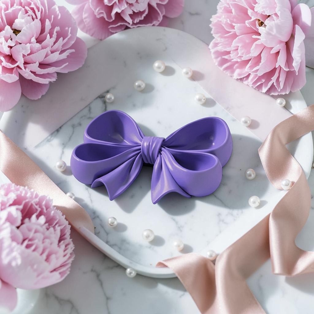 pink bow tray coquette decor vanity organiser
feminine jewelry dish bow shape pink tray
cute pink tray for rings and earrings storage
girly vanity setup with bow tray organizer