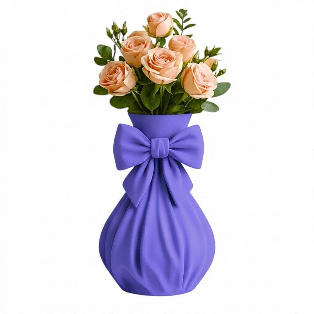 Pink bow vase with flowers on a feminine vanity setup with pink accents
Cute girly pink vase with bow design displayed with roses
Coquette aesthetic pink flower vase for desk or room decor
Feminine home decor pink vase styled on a vanity table
Pink decorative vase with bow detail for flowers and gifts
