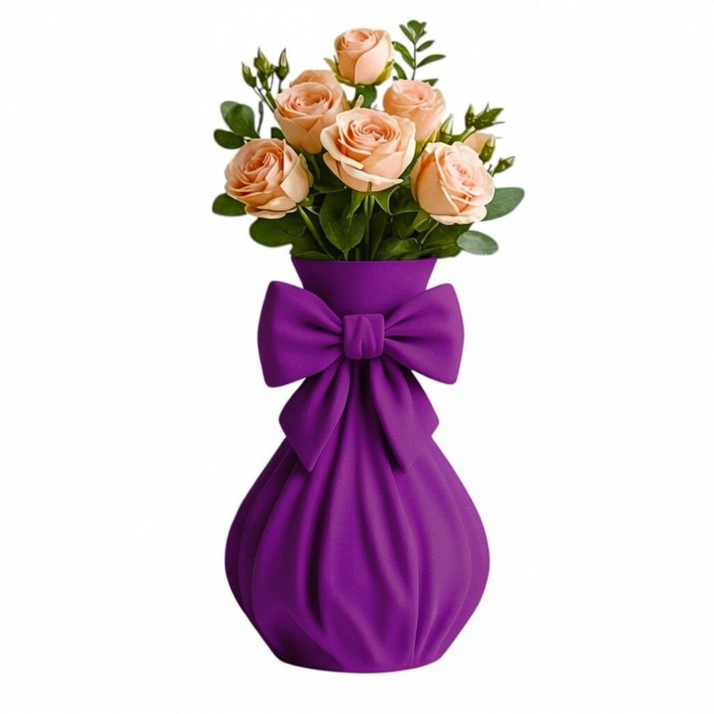 Pink bow vase with flowers on a feminine vanity setup with pink accents
Cute girly pink vase with bow design displayed with roses
Coquette aesthetic pink flower vase for desk or room decor
Feminine home decor pink vase styled on a vanity table
Pink decorative vase with bow detail for flowers and gifts
