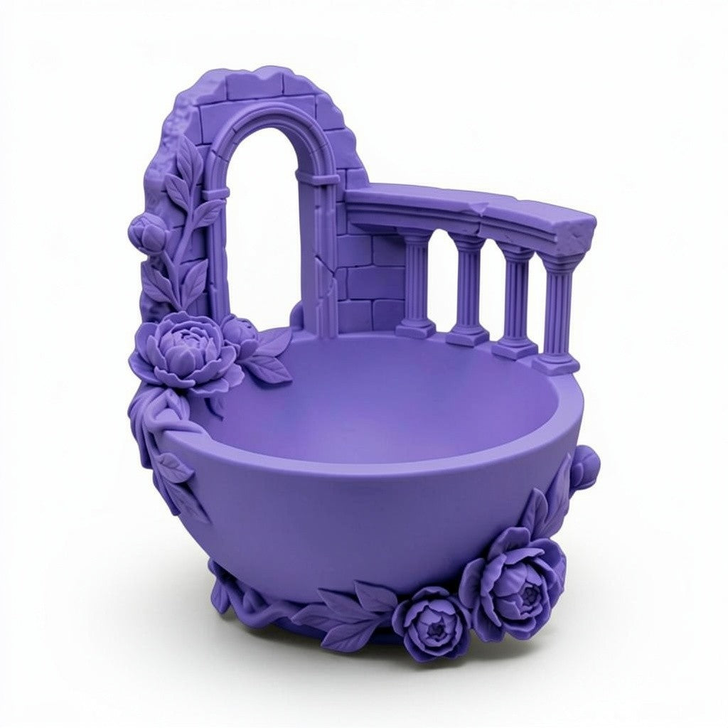 Pink Floral Balcony Tray Planter, Romantic Vanity Organizer, Cottagecore Jewelry Bowl, Decorative Desk Tray, Fairy Garden Planter Pot