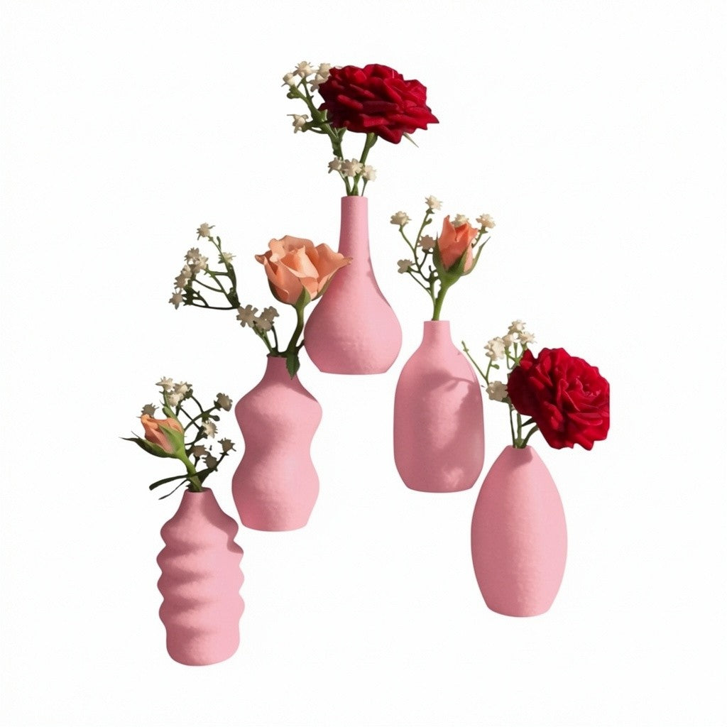 Set of 5 Magnetic Mini Vases for Tiny Flowers, Fridge Decor