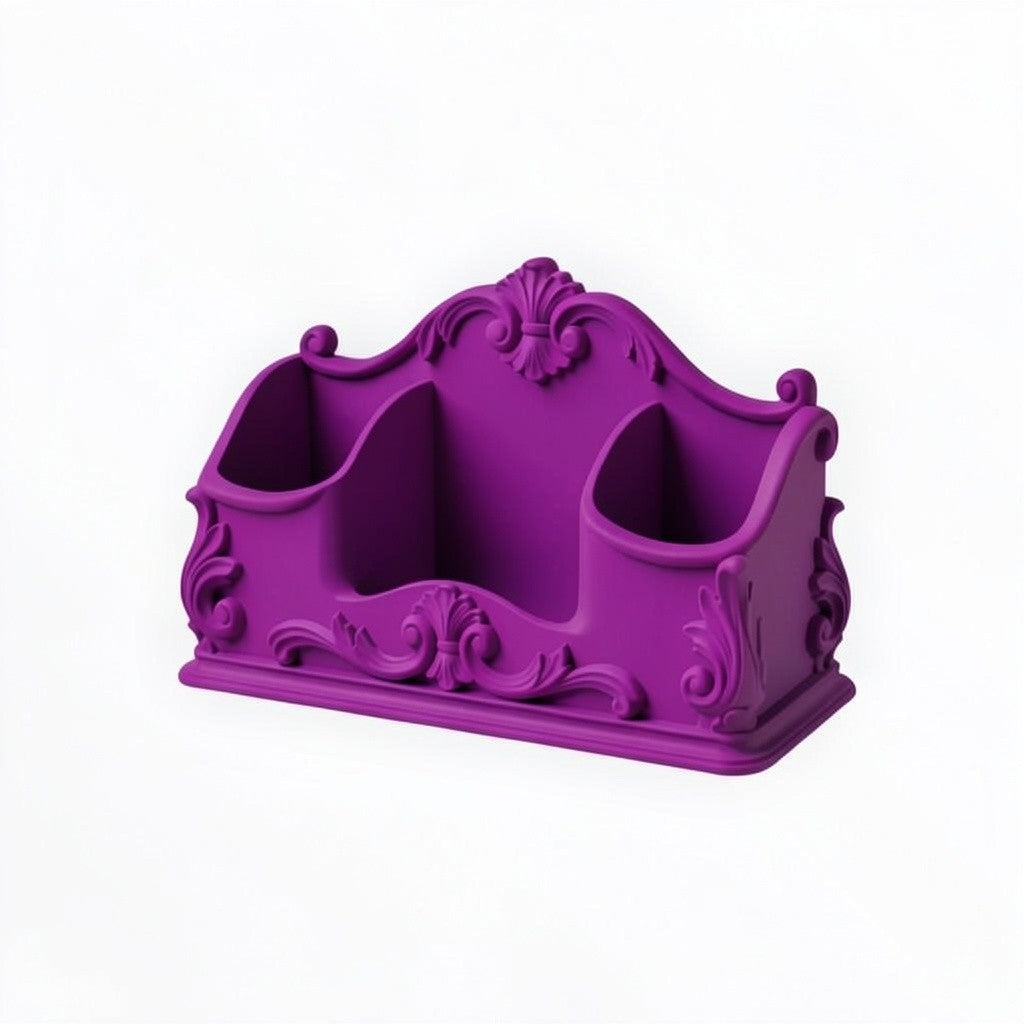 Pink Rococo Desk Organizer, Baroque Office Storage Caddy, Ornate Pen Holder, Vintage Desk Organizer, Feminine Vanity Organizer, Cute Office Decor Gift
