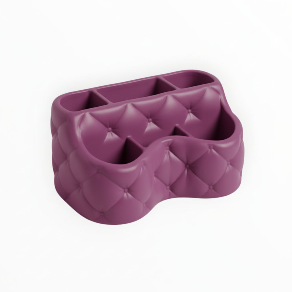Organise your beauty space with this pink quilted vanity organizer tray, perfect for storing makeup, cosmetics, and everyday essentials.