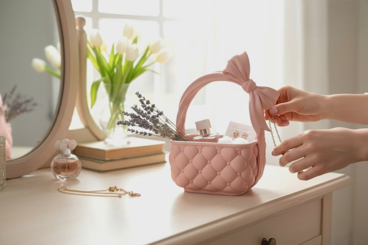 Pink Bow Desk Organizer, Cute Desk Caddy, Coquette Office Organizer, Makeup Brush Holder, Vanity Storage, Girly Desk Accessory, Pink Decor