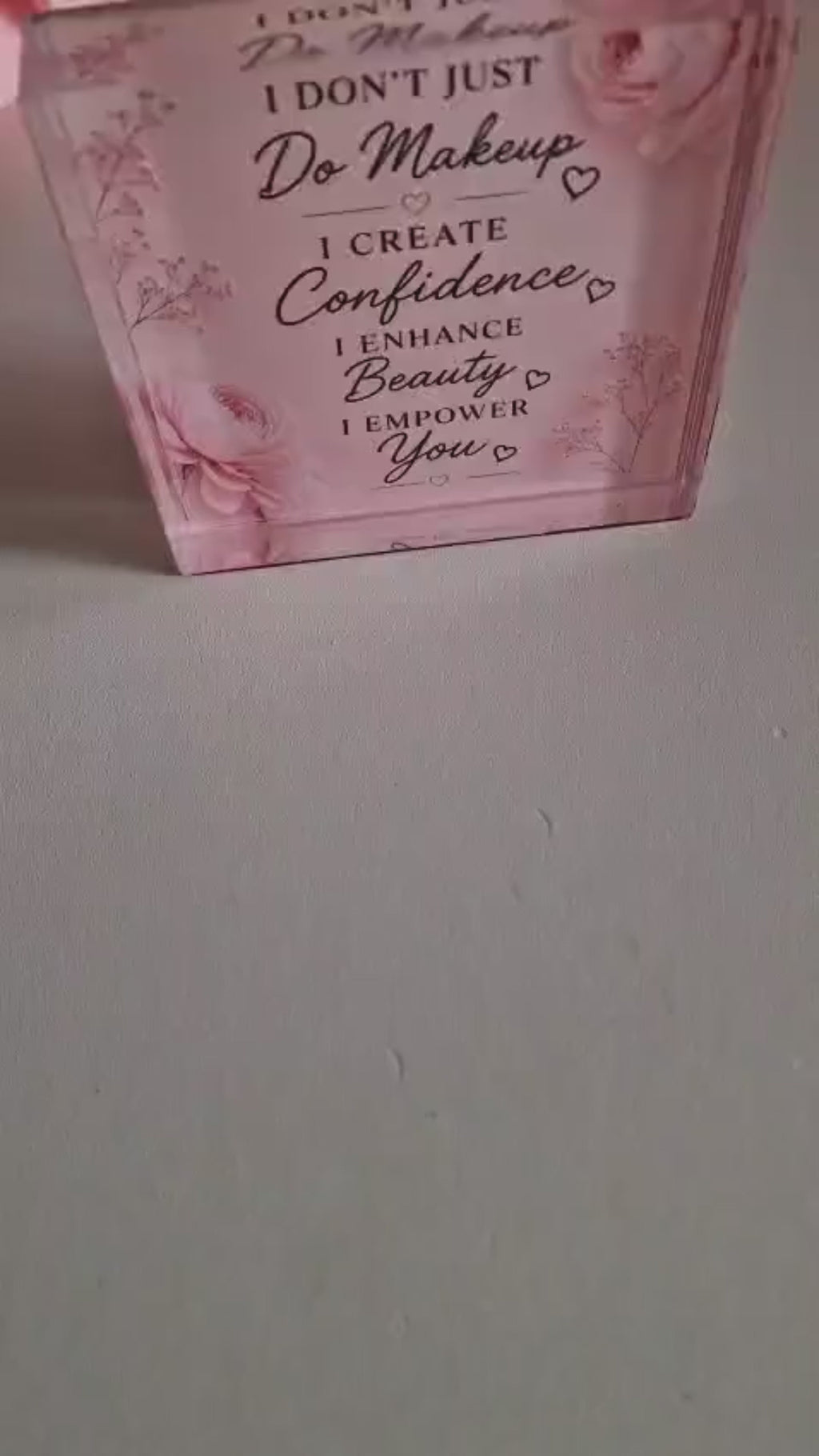 Makeup Lover Gift Acrylic Block, Beauty Room Decor Sign, Makeup Artist Desk Decor, Vanity Motivation Plaque, Pink Makeup Room Acrylic Sign