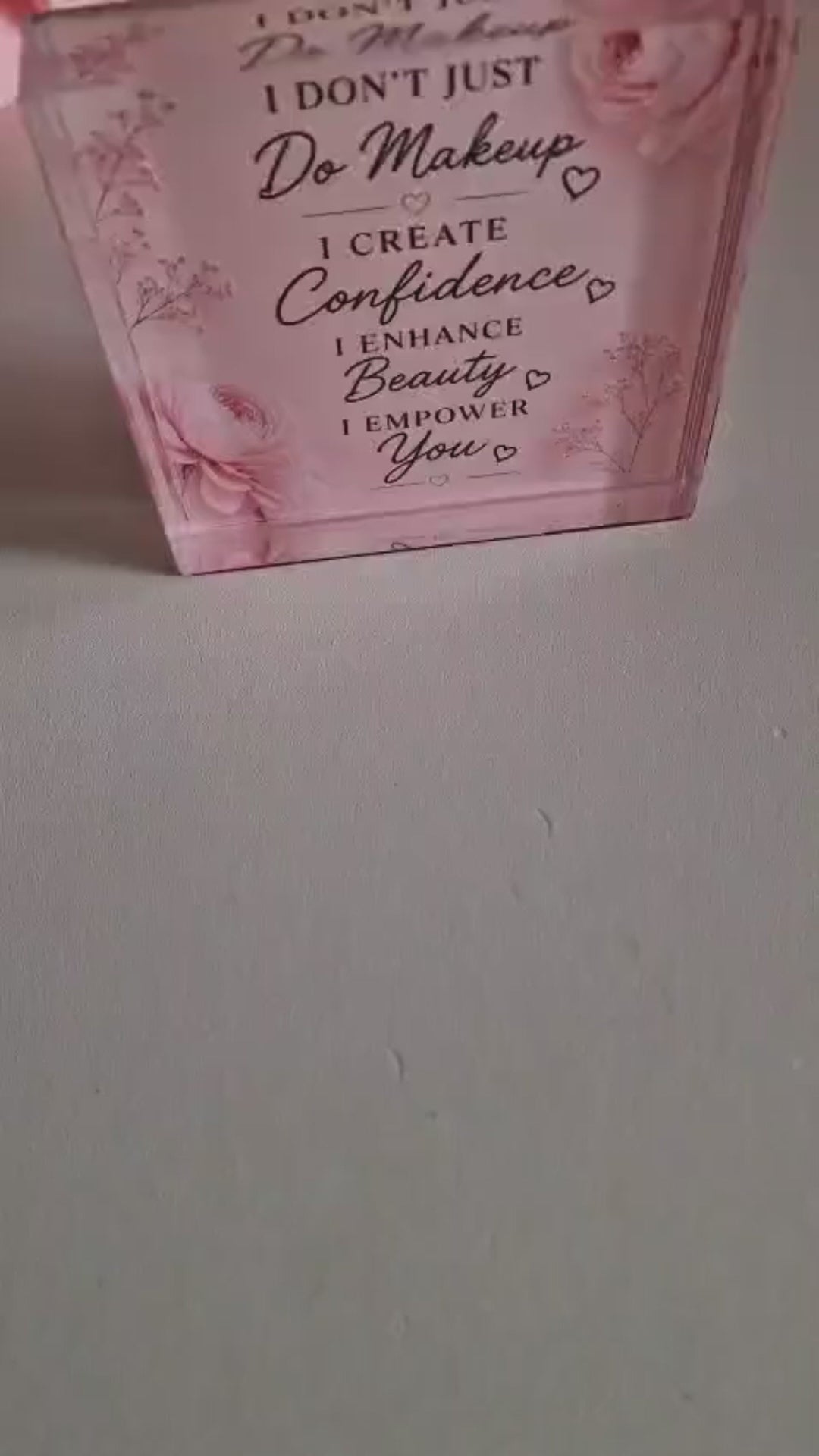 Makeup Lover Gift Acrylic Block, Beauty Room Decor Sign, Makeup Artist Desk Decor, Vanity Motivation Plaque, Pink Makeup Room Acrylic Sign