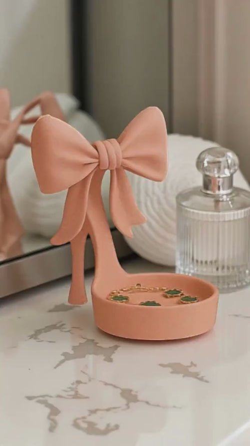 Organise your jewellery with this coquette bow jewelry tray, a pink ring dish perfect for storing rings, earrings, and small accessories.