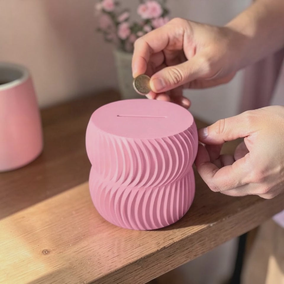 Pink Coin Bank with Coin Slot , Cute Money Box Gift for Kids & Adults , Stylish Savings Jar | Unique Charm Vault Bank