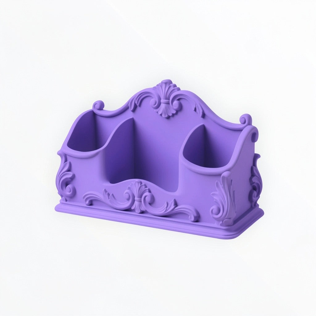 Pink Rococo Desk Organizer, Baroque Office Storage Caddy, Ornate Pen Holder, Vintage Desk Organizer, Feminine Vanity Organizer, Cute Office Decor Gift