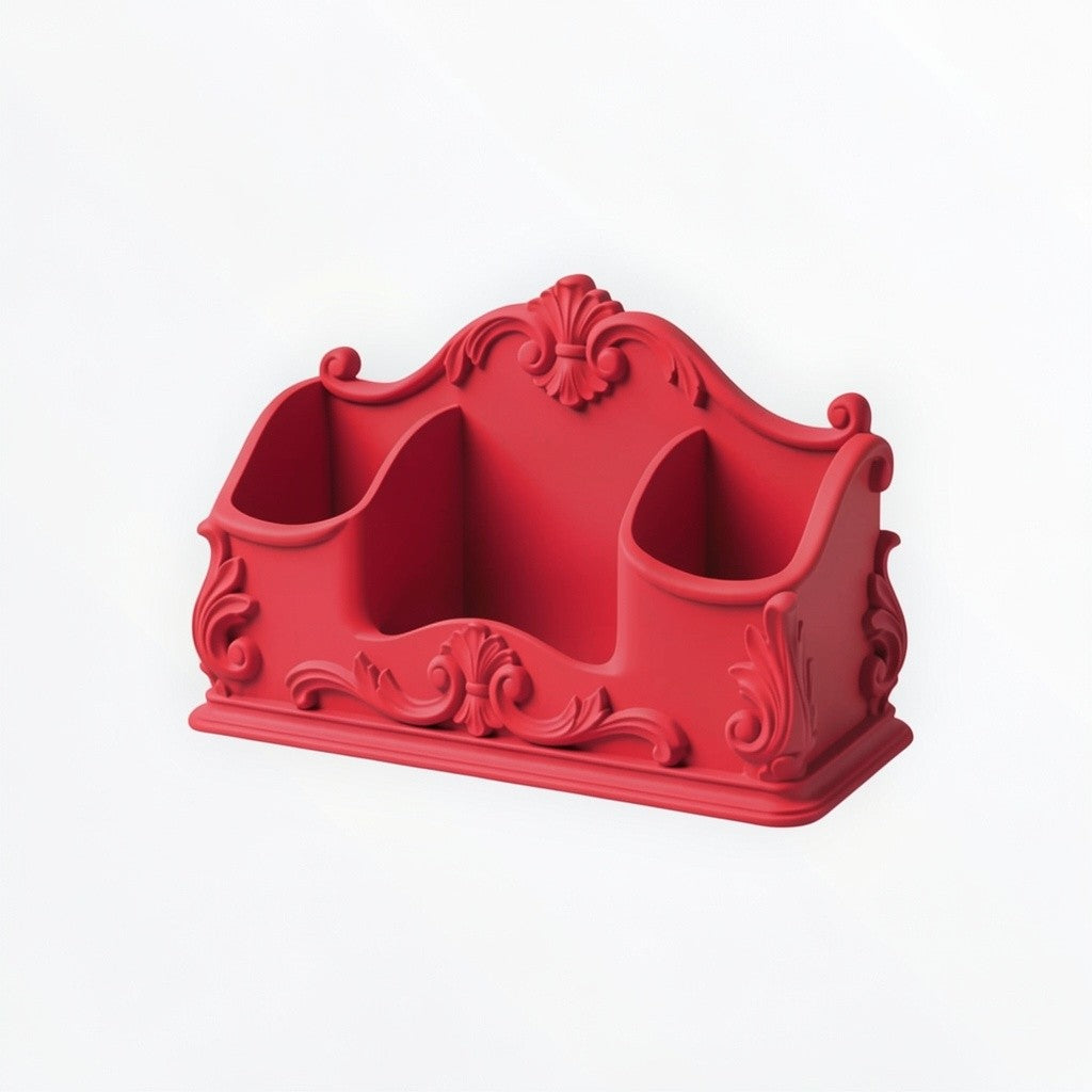 Pink Rococo Desk Organizer, Baroque Office Storage Caddy, Ornate Pen Holder, Vintage Desk Organizer, Feminine Vanity Organizer, Cute Office Decor Gift