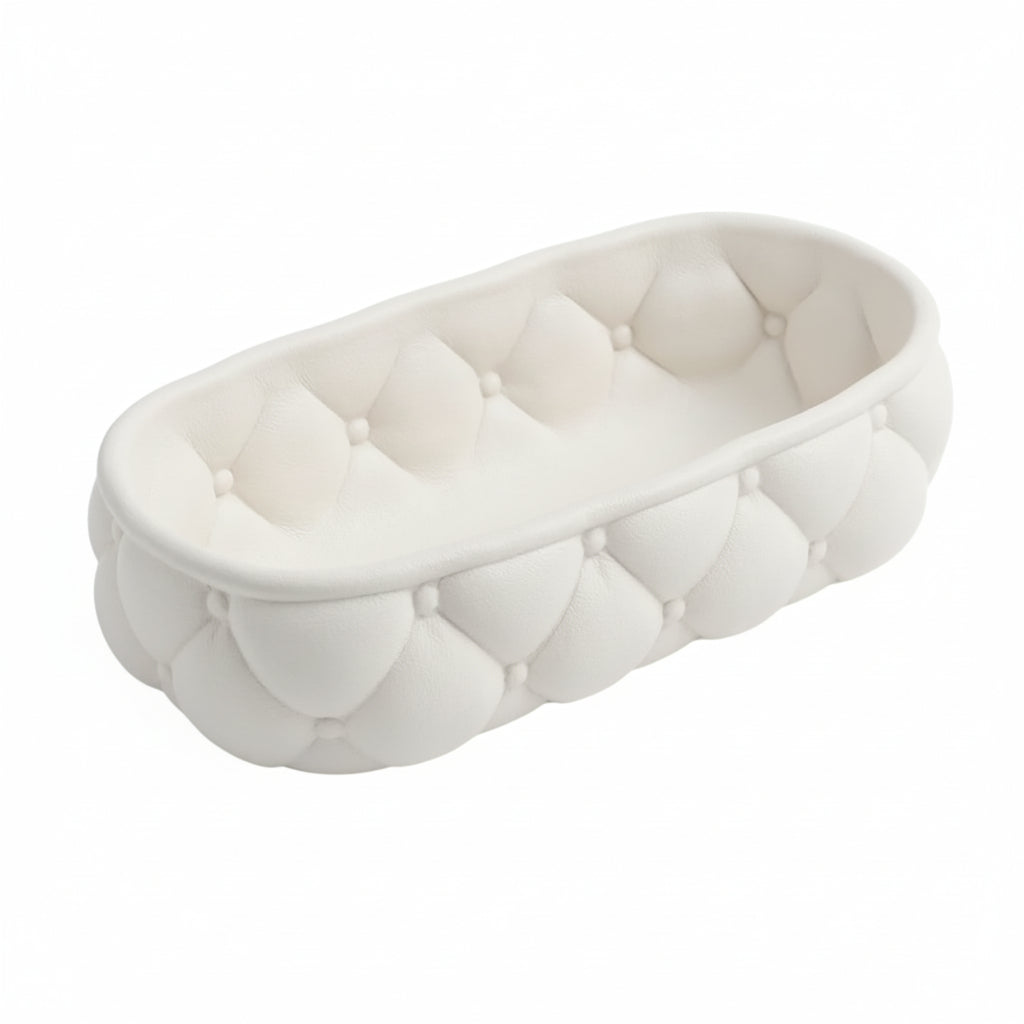 Quilted Catchall Basket | Plush Vanity Organizer | Makeup Storage Basket | Aesthetic Vanity Tray | Jewelry & Skincare Organizer | Cute Vanity Decor