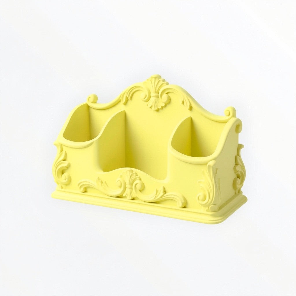 Pink Rococo Desk Organizer, Baroque Office Storage Caddy, Ornate Pen Holder, Vintage Desk Organizer, Feminine Vanity Organizer, Cute Office Decor Gift